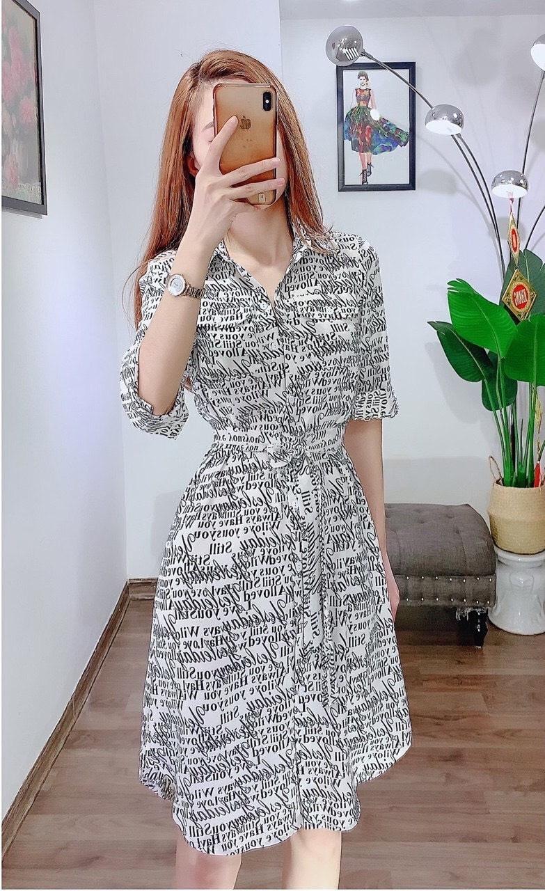 Đầm Váy Kaki Nữ Cổ Sơ Mi Phối Nút Kèm Đai Form Dài Sa962 - Sam Store