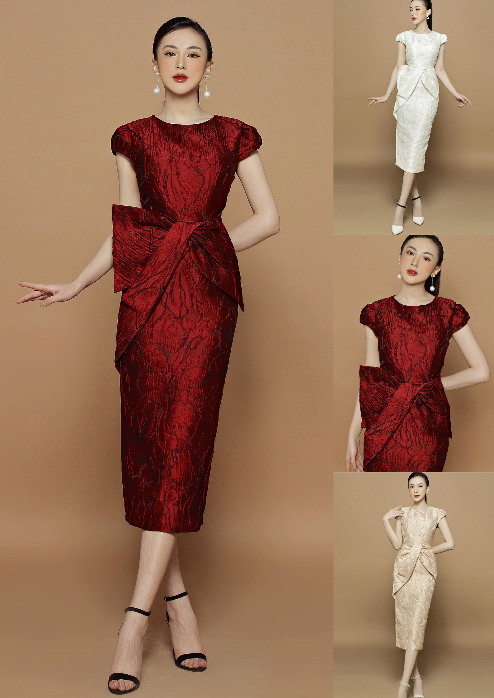 Váy Chữ A Cổ Vuông Dáng Dài Kiểu Xẻ Tay VCAFM37 - HLMD